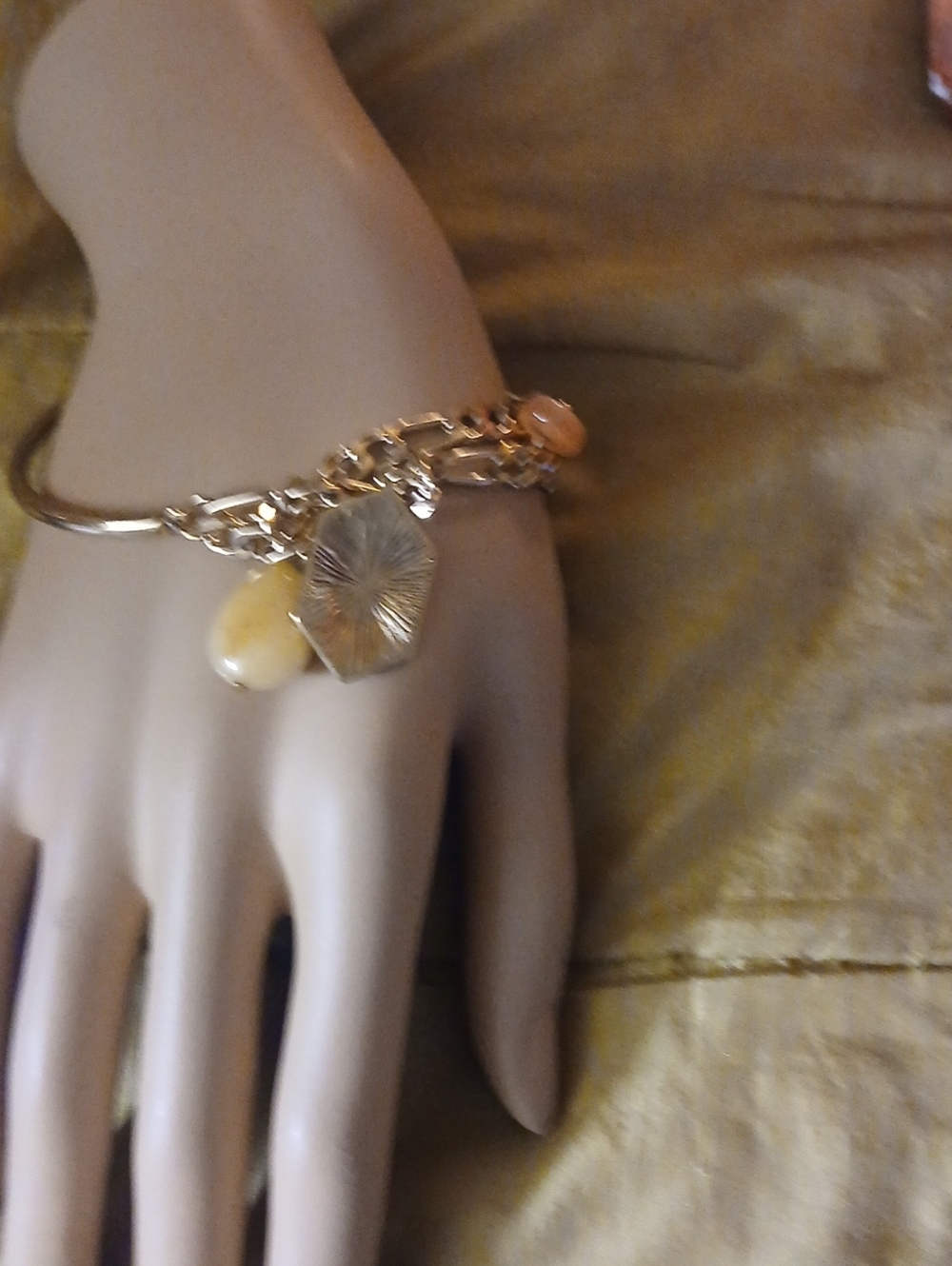 Gold-Tone Charm Bracelet with Peach and Cream Accents